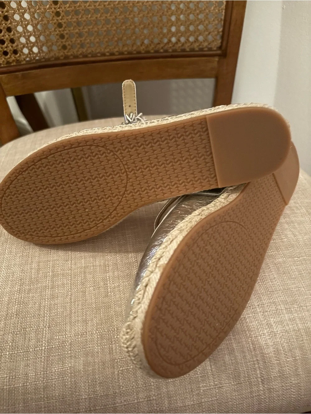 NEW Michael Kors silver Mary Jane Espadrille Flats